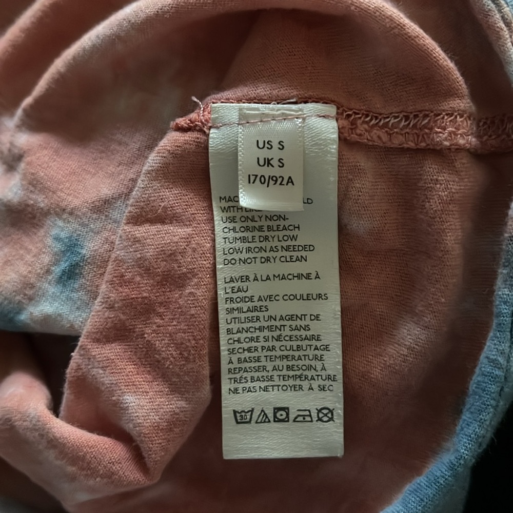 NWOT FREE PEOPLE We The Free orange & blue long sleeve mock neck tie dye small - Picture 2 of 5